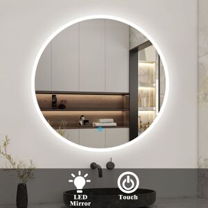 Acezanble - Round Illuminated Bathroom Mirror with led Light, 60cm, 6000K Cool White Light, Touch Switch IP44 Makeup Wall Mirror Acezanble - Round Illuminated Bathroom Mirror with led Light, 60cm, 6000K Cool White Light, Touch Switch IP44 Makeup Wall Mirror