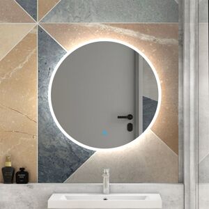 SKY - Round Bathroom Mirror with led Lights Touch Sensor Wall Mounted IP44 Muti-function Bathroom led Mirror - 600mm+6000K Cool White+Anti Fog SKY - Round Bathroom Mirror with led Lights Touch Sensor Wall Mounted IP44 Muti-function Bathroom led Mirror - 600mm+6000K Cool White+Anti Fog