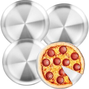 Héloise - 4 Pcs 13.4 Inch Pizza Tray, Stainless Steel Dinner Plates Round Stainless Steel Pizza Pans, Non-Stick Pizza Trays for Oven Healthy Durable Héloise - 4 Pcs 13.4 Inch Pizza Tray, Stainless Steel Dinner Plates Round Stainless Steel Pizza Pans, Non-Stick Pizza Trays for Oven Healthy Durable