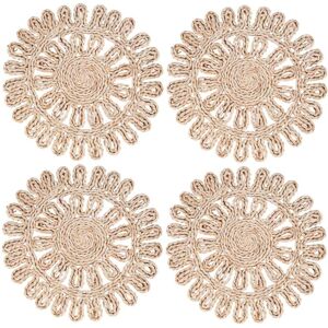 TLILY Round Woven Placemat for Dining Table,Natural Braided Rattan Tablemat Hollow Wicker Plates Holiday Kitchen Table Mat TLILY Round Woven Placemat for Dining Table,Natural Braided Rattan Tablemat Hollow Wicker Plates Holiday Kitchen Table Mat