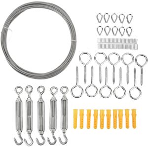 Groofoo - Rubber Coated Stainless Steel Wire Rope Kit String Light Hanging Kit Outdoor Garden Railing Cable Set Groofoo - Rubber Coated Stainless Steel Wire Rope Kit String Light Hanging Kit Outdoor Garden Railing Cable Set