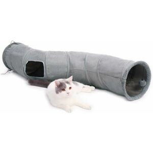 Dewdat - s Shape Suede Cat Tunnel Toy, Large Collapsible Cat Tunnel with 2 Holes and Hanging Ball for Cats Kittens Rabbits Dia27×117cm Dewdat - s Shape Suede Cat Tunnel Toy, Large Collapsible Cat Tunnel with 2 Holes and Hanging Ball for Cats Kittens Rabbits Dia27×117cm