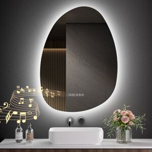 S'AFIELINA Bathroom LED Mirror 75 x 55 cm Asymmetrical with Bluetooth, 3 Colors Dimmable Light, Time, Temperature, Anti-Fog, Memory Function S'AFIELINA Bathroom LED Mirror 75 x 55 cm Asymmetrical with Bluetooth, 3 Colors Dimmable Light, Time, Temperature, Anti-Fog, Memory Function
