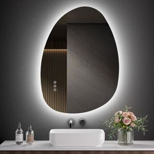 S'afielina - Bathroom Mirror with led Lights, 75 x 55 cm Asymmetrical with Smart Touch Switch, 3 Colors Dimmable Light, Anti-Fog, Memory Function S'afielina - Bathroom Mirror with led Lights, 75 x 55 cm Asymmetrical with Smart Touch Switch, 3 Colors Dimmable Light, Anti-Fog, Memory Function