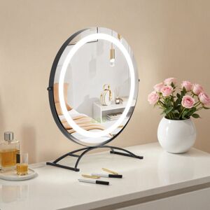 S'afielina - Hollywood Vanity Mirror 360° Rotation Dressing Makeup Mirror Round ф40cm, 3 Colors, Dimmable Adjustable Brightness, Black S'afielina - Hollywood Vanity Mirror 360° Rotation Dressing Makeup Mirror Round ф40cm, 3 Colors, Dimmable Adjustable Brightness, Black