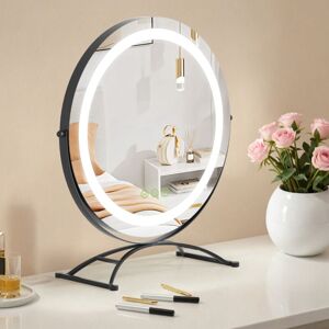 S'afielina - Hollywood Vanity Mirror 360° Rotation Dressing Makeup Mirror Round ф50cm, 3 Colors, Dimmable Adjustable Brightness, Black S'afielina - Hollywood Vanity Mirror 360° Rotation Dressing Makeup Mirror Round ф50cm, 3 Colors, Dimmable Adjustable Brightness, Black