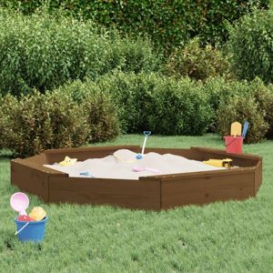 vidaXL Honey Brown Pine Octagon Sandbox with Seats - Sandbox vidaXL Honey Brown Pine Octagon Sandbox with Seats - Sandbox