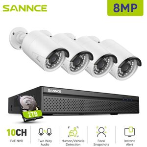 Sannce - 8MP video surveillance kit 4 cameras 8CH poe nvr 2-WAY audio security system 2TB Sannce - 8MP video surveillance kit 4 cameras 8CH poe nvr 2-WAY audio security system 2TB