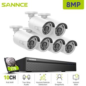 Sannce - 8MP video surveillance kit 6 cameras 8CH poe nvr 2-WAY audio security system 2TB Sannce - 8MP video surveillance kit 6 cameras 8CH poe nvr 2-WAY audio security system 2TB