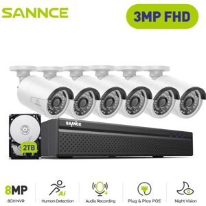 Sannce - cctv Kit Outdoor,8CH nvr with 3MP 8 ip PoE Security Camera Night Vision Surveillance Camera,2TB hdd Sannce - cctv Kit Outdoor,8CH nvr with 3MP 8 ip PoE Security Camera Night Vision Surveillance Camera,2TB hdd