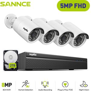Sannce - PoE cctv Security System Kit 8 Channel nvr 5MP 4Smart ir Camera Night Vision Built-in Microphone IP66 Waterproof Security System - 2TB hdd Sannce - PoE cctv Security System Kit 8 Channel nvr 5MP 4Smart ir Camera Night Vision Built-in Microphone IP66 Waterproof Security System - 2TB hdd