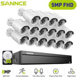 Wired PoE cctv Kit,16CH nvr with 3MP×16 Security Camera cctv System Video Surveillance ir Night Vision Recording 24/7,1TB hdd - Sannce Wired PoE cctv Kit,16CH nvr with 3MP×16 Security Camera cctv System Video Surveillance ir Night Vision Recording 24/7,1TB hdd - Sannce