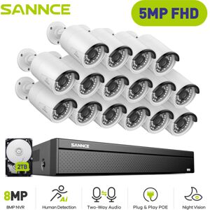 Wired PoE Video Surveillance Kit,16CH nvr with 3MP×16 Security Camera Surveillance System ir Night Vision Recording 24/7,2TB hdd - Sannce Wired PoE Video Surveillance Kit,16CH nvr with 3MP×16 Security Camera Surveillance System ir Night Vision Recording 24/7,2TB hdd - Sannce