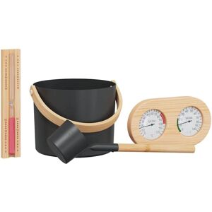 Sauna Accessory Set 4 pcs Black Aluminium and Solid Pine Wood vidaXL Sauna Accessory Set 4 pcs Black Aluminium and Solid Pine Wood vidaXL