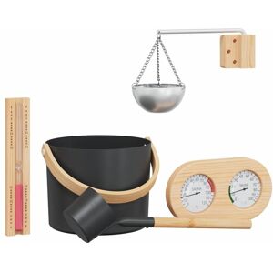 Sauna Accessory Set 5 pcs Black Aluminium and Solid Pine Wood vidaXL Sauna Accessory Set 5 pcs Black Aluminium and Solid Pine Wood vidaXL