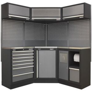 Sealey - APMSSTACK08SS Superline pro Corner Storage System with Stainless Worktop 1.55m Sealey - APMSSTACK08SS Superline pro Corner Storage System with Stainless Worktop 1.55m
