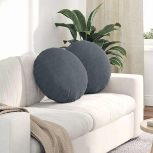 Seat Cushions 2 pcs Dark Grey Ø 50 x 19 cm Velvet vidaXL Seat Cushions 2 pcs Dark Grey Ø 50 x 19 cm Velvet vidaXL