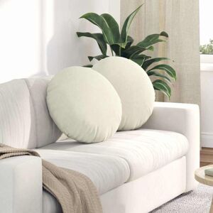 Seat Cushions 2 pcs Cream Ø 50 x 19 cm Velvet vidaXL Seat Cushions 2 pcs Cream Ø 50 x 19 cm Velvet vidaXL