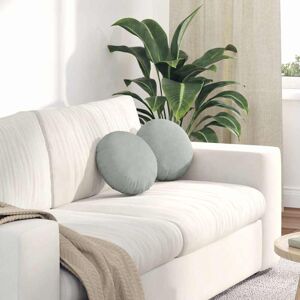 Seat Cushions 2 pcs Light Grey Ø 30 x 13 cm Velvet vidaXL Seat Cushions 2 pcs Light Grey Ø 30 x 13 cm Velvet vidaXL