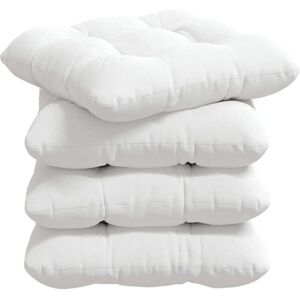 Seat Cushions 4 pcs White 45 x 45 x 12 cm Fabric vidaXL Seat Cushions 4 pcs White 45 x 45 x 12 cm Fabric vidaXL