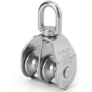 COOCHEER Rope pulley, 304 stainless steel pulley, stainless steel pulley, silver, extremely strong load capacity/25 mm double pulley COOCHEER Rope pulley, 304 stainless steel pulley, stainless steel pulley, silver, extremely strong load capacity/25 mm double pulley