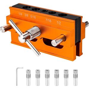 TLILY Self Centering Doweling Jig, for Straight Holes, Adjustable Width Woodworking Locator Set with 6 Drill Guide Bushings TLILY Self Centering Doweling Jig, for Straight Holes, Adjustable Width Woodworking Locator Set with 6 Drill Guide Bushings