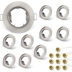 Longziming - Set of 10 Frames for GU10 Spotlights Set, Round Brushed Nickel Recessed Mounting Frame For GU10 Halogen Lamps MR16 led Module, led Longziming - Set of 10 Frames for GU10 Spotlights Set, Round Brushed Nickel Recessed Mounting Frame For GU10 Halogen Lamps MR16 led Module, led