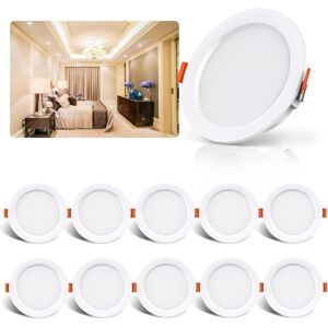 BEIJIYI Set of 10 LED Recessed Spotlights, 5W 500 Lumens Equivalent to 50W Incandescent Bulb, Extra Flat LED Spotlight 4000K White for Bathroom, Kitchen, BEIJIYI Set of 10 LED Recessed Spotlights, 5W 500 Lumens Equivalent to 50W Incandescent Bulb, Extra Flat LED Spotlight 4000K White for Bathroom, Kitchen,
