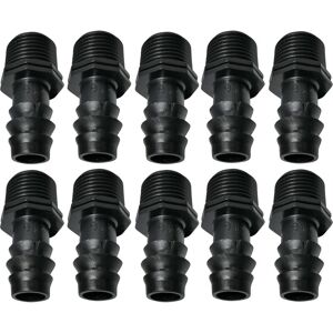 MEMKEY Set of 10 male adapters/fittings with barbs Ø16 mm x 1/2'' for drip hose external thread (for Ø16 mm hose) - connection for irrigation/watering system MEMKEY Set of 10 male adapters/fittings with barbs Ø16 mm x 1/2'' for drip hose external thread (for Ø16 mm hose) - connection for irrigation/watering system