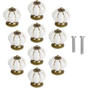 Memkey - 10pcs Vintage Pumpkin Shape Ceramic Door Knobs for Cabinet Drawer Cupboard Home Decoration - White Memkey - 10pcs Vintage Pumpkin Shape Ceramic Door Knobs for Cabinet Drawer Cupboard Home Decoration - White