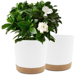 TINOR Set of 2 10" Plant Pots, Indoor Plant Pots with Drainage Holes and Removable Base, Modern Decorative Saucer for Outdoor Planters (White 10") TINOR Set of 2 10" Plant Pots, Indoor Plant Pots with Drainage Holes and Removable Base, Modern Decorative Saucer for Outdoor Planters (White 10")