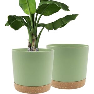 WOIYIC Set of 2 30.5cm Plant Pots, Indoor Plant Pots with Drainage Holes and Removable Base, Modern Decorative Saucer for Outdoor Planters (Green 30.5cm) WOIYIC Set of 2 30.5cm Plant Pots, Indoor Plant Pots with Drainage Holes and Removable Base, Modern Decorative Saucer for Outdoor Planters (Green 30.5cm)