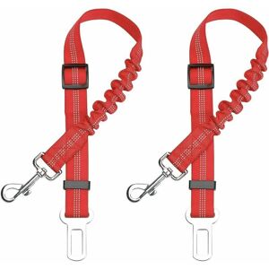 HOOPZI Set of 2 Car Seat Belts for Dogs, with Shock Absorption and Adjustable Elastic Carabiner for Dogs Upper Safety Harnesses for All Dogs and Cats (Red) HOOPZI Set of 2 Car Seat Belts for Dogs, with Shock Absorption and Adjustable Elastic Carabiner for Dogs Upper Safety Harnesses for All Dogs and Cats (Red)