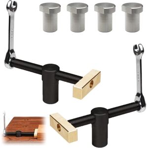 MEMKEY Set of 2 Carpenter Table Vice Clamps, Quick Workbench Clamps, Adjustable Desk Clamp with 4 Bench Hooks, Pillar Drill Vice Carpentry Tools, for 20mm MEMKEY Set of 2 Carpenter Table Vice Clamps, Quick Workbench Clamps, Adjustable Desk Clamp with 4 Bench Hooks, Pillar Drill Vice Carpentry Tools, for 20mm