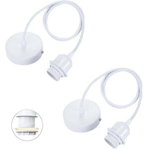 Set of 2 E27 pendants with screw ring, 100cm adjustable textile cable, pendant matching the lampshade, ideal socket for kitchen pendant Mumu Set of 2 E27 pendants with screw ring, 100cm adjustable textile cable, pendant matching the lampshade, ideal socket for kitchen pendant Mumu