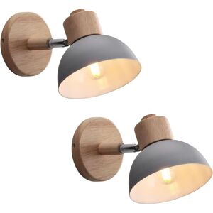 AXHUP Set of 2 Industrial Modern Indoor Wall Light, Wooden Wall Lamp, E27 Vintage Lighting Fixture for Bedroom, Living Room, Hallway, Restaurant, Gray AXHUP Set of 2 Industrial Modern Indoor Wall Light, Wooden Wall Lamp, E27 Vintage Lighting Fixture for Bedroom, Living Room, Hallway, Restaurant, Gray