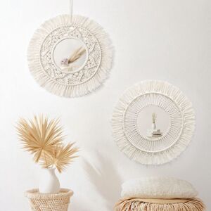 WOIYIC Set of 2 Macrame Wall Mirror Round Wall Mirrors with Fringe Hanging Mirror Pendant Art Ornament Boho Decor for Apartment Home Bedroom Living Room WOIYIC Set of 2 Macrame Wall Mirror Round Wall Mirrors with Fringe Hanging Mirror Pendant Art Ornament Boho Decor for Apartment Home Bedroom Living Room
