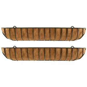 Selections - Set of 2 Manor Garden Black Metal Wall Basket Manger Trough Planters (120cm) Selections - Set of 2 Manor Garden Black Metal Wall Basket Manger Trough Planters (120cm)