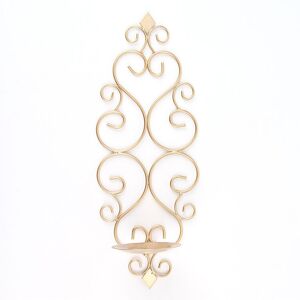 TONCHEAN Set of 2 Metal Wall Mounted Candle Holders, Tealight Candle Holders for Wall Bedroom Bathroom Living Room Decoration, Gold TONCHEAN Set of 2 Metal Wall Mounted Candle Holders, Tealight Candle Holders for Wall Bedroom Bathroom Living Room Decoration, Gold