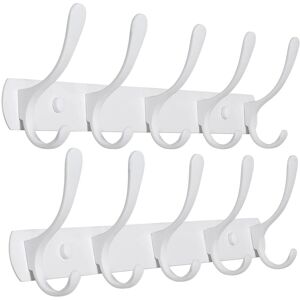 Tinor - Set of 2 Modern Wall Mounted Coat Rack with 5 Hooks, Sturdy Metal Coat Rack for Hanging Clothes, Coat, Hats, Jackets, Backpack, White Tinor - Set of 2 Modern Wall Mounted Coat Rack with 5 Hooks, Sturdy Metal Coat Rack for Hanging Clothes, Coat, Hats, Jackets, Backpack, White