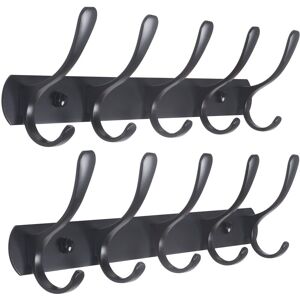 BEIJIYI Set of 2 Modern Wall Mounted Coat Racks with 5 Hooks, Sturdy Metal Coat Rack for Hanging Clothes, Coats, Hats, Jackets, Backpacks, Black BEIJIYI Set of 2 Modern Wall Mounted Coat Racks with 5 Hooks, Sturdy Metal Coat Rack for Hanging Clothes, Coats, Hats, Jackets, Backpacks, Black
