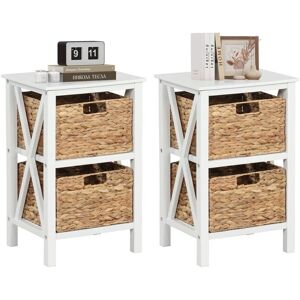 Costway - Set of 2 Nightstand 2-Tier Sofa Side Table 2-Drawer End Table Costway - Set of 2 Nightstand 2-Tier Sofa Side Table 2-Drawer End Table