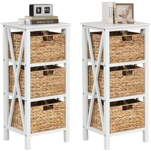 Costway - Set of 2 Nightstand 3-Tier Sofa Side Table 3-Drawer End Table Costway - Set of 2 Nightstand 3-Tier Sofa Side Table 3-Drawer End Table