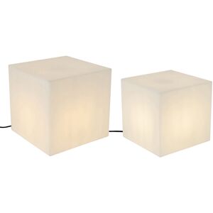 Qazqa - Set of 2 Outdoor Floor Lamps White 30 and 38 cm Square IP44 - Nura Qazqa - Set of 2 Outdoor Floor Lamps White 30 and 38 cm Square IP44 - Nura