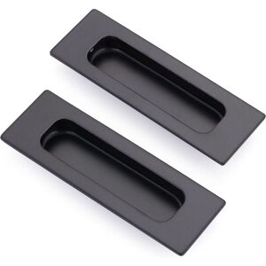 Set of 2 rectangular recessed handles for sliding door 12 x 4 x 1.2 cm in matt black stainless steel Set of 2 rectangular recessed handles for sliding door 12 x 4 x 1.2 cm in matt black stainless steel