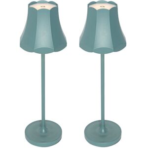 QAZQA Set of 2 Retro Table Lamps Mineral Blue Rechargeable IP44 - Granny QAZQA Set of 2 Retro Table Lamps Mineral Blue Rechargeable IP44 - Granny