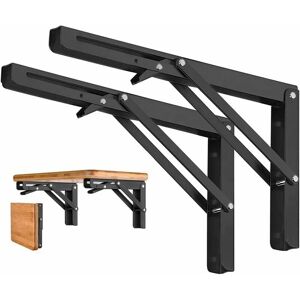 Yoyo - Set of 2 Shelf Brackets 400mm, Folding Console Support, Stainless Steel Wall Mounted Folding Bracket, 80KG/176lbs Load-bearing Black Yoyo - Set of 2 Shelf Brackets 400mm, Folding Console Support, Stainless Steel Wall Mounted Folding Bracket, 80KG/176lbs Load-bearing Black