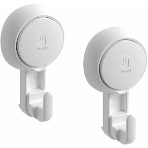 HOOPZI Set of 2 Suction Cup Hooks, 5KG Load Suction Shower Hooks, Reusable Wall Hook for Crown on Kitchen / Bathroom, White Plastic Hook HOOPZI Set of 2 Suction Cup Hooks, 5KG Load Suction Shower Hooks, Reusable Wall Hook for Crown on Kitchen / Bathroom, White Plastic Hook