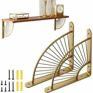 Mumu - Set of 2 Wall Shelf Brackets, 200mm Console Bracket, Stainless Steel Wall Mount, Iron Shelf Brackets, Wall Shelf Supports (Gold) Mumu - Set of 2 Wall Shelf Brackets, 200mm Console Bracket, Stainless Steel Wall Mount, Iron Shelf Brackets, Wall Shelf Supports (Gold)