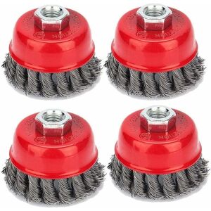 BEIJIYI Set of 4 conical brushes, grinders, wire brush, twisted cup brush, abrasive brushes for angle grinder, corrosion removal, Ø 75 mm, M142 BEIJIYI Set of 4 conical brushes, grinders, wire brush, twisted cup brush, abrasive brushes for angle grinder, corrosion removal, Ø 75 mm, M142